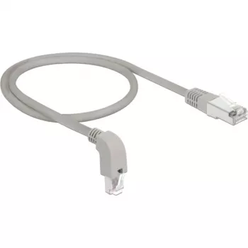 DeLOCK Patch-Cable RJ-45 (Tēviņš) uz leņķa RJ-45 (Tēviņš) 50cm S/FTP CAT 6a Ekranēts, Bezhalogēns, Pelēks (85873)