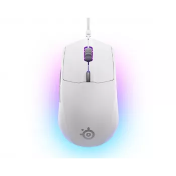 Spēļu pele STEELSERIES Rival 3 Gen 2 — optiskā, 8500 DPI, vadu USB Type-A, labā roka, balta, 77 g