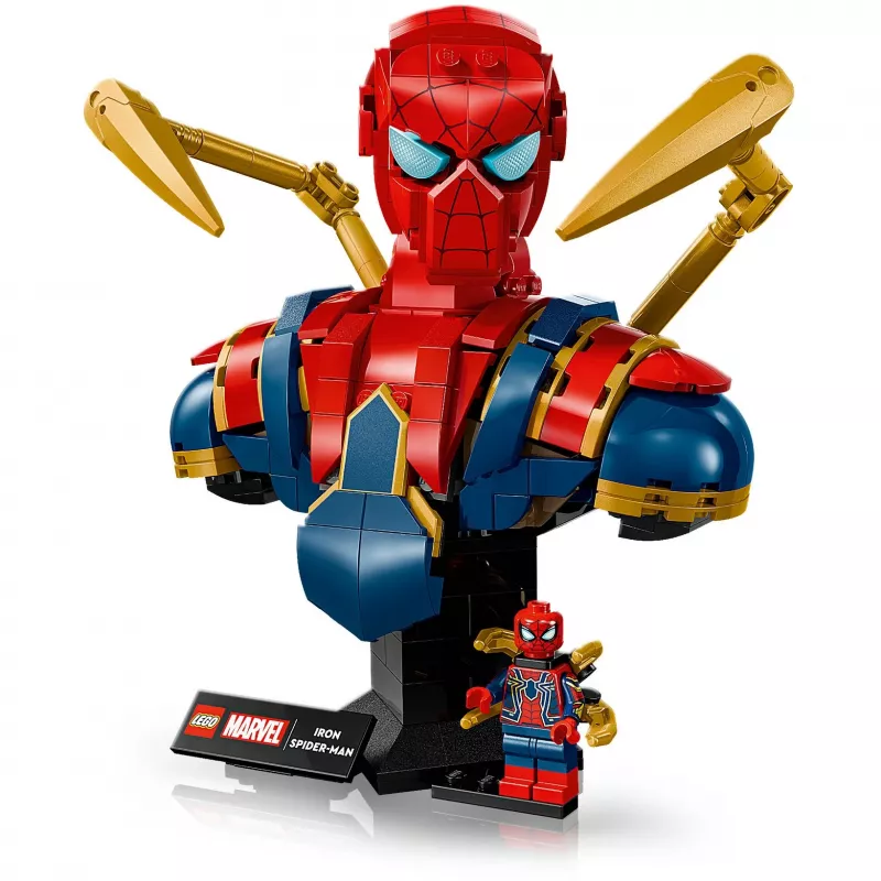 LEGO Marvel kolekcionējams krūšutēls Dzelzs Zirnekļcilvēks 76326, 379 gabali, 18+ demonstrācijas modelis, 170×200×110 mm