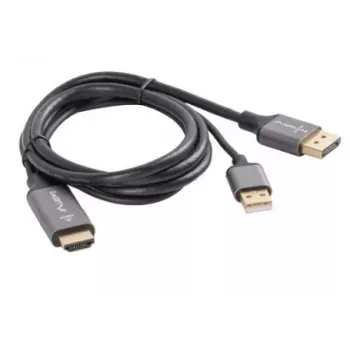 HDMI (vīriešu) -> DisplayPort (vīriešu) kabelis 1m 4K melns LANBERG