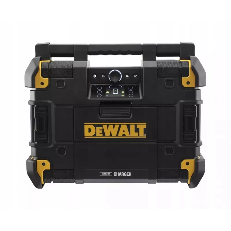 Pārnēsājams radio DeWalt DWST1-81078-QW — AM/FM digitālais uztvērējs, LED displejs, 4 skaļruņi, AC/DC barošana, USB ports, AUX izeja