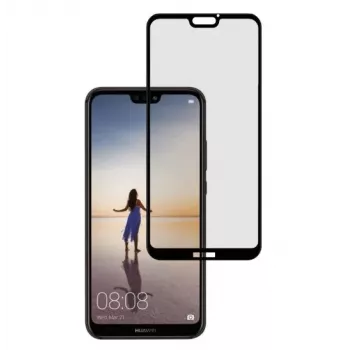 Tempered Glass Full-Glue Ekrāna Aizsargs Tellur Huawei P20 Lite — Draudzīgs Maciņiem, Melns