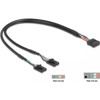 Iekšējais USB kabelis DELOCK 84513 — USB 2.0 4-pin uz 10-pin, 0,3 m, melns