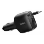 Belkin 75W 2-Port uzlādes lādētājs ar ievelkamu USB-C kabeli automašīnai (CCC001HQBK)
