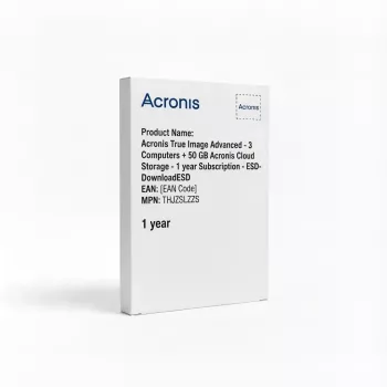 Acronis True Image Advanced - 3 datori + 50 GB Acronis mākoņkrātuve - 1 gada abonements - ESD lejupielāde