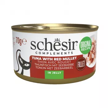 SCHESIR Complements Tuncis ar sarkano kefali želejā - mitrā barība kaķiem - 70g