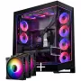 PHANTEKS NV Series NV7 E-ATX korpuss, rūdīts stikls, ARGB - melns & M25 Gen2 PWM D-RGB ventilators 3 komplekts - reversais lāpstiņas, 140mm + DRGB komplekts