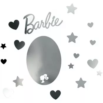 Paladone PP13751BR spoguļu sienas uzlīme Barbie dizainā – dekoratīva pašlīmējoša spoguļu uzlīme