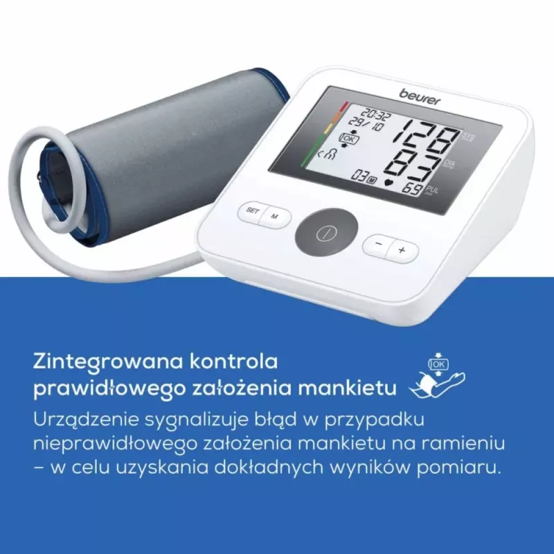 Beurer BM 27+ automātisks augšdelma asinsspiediena mērītājs, balts/melns