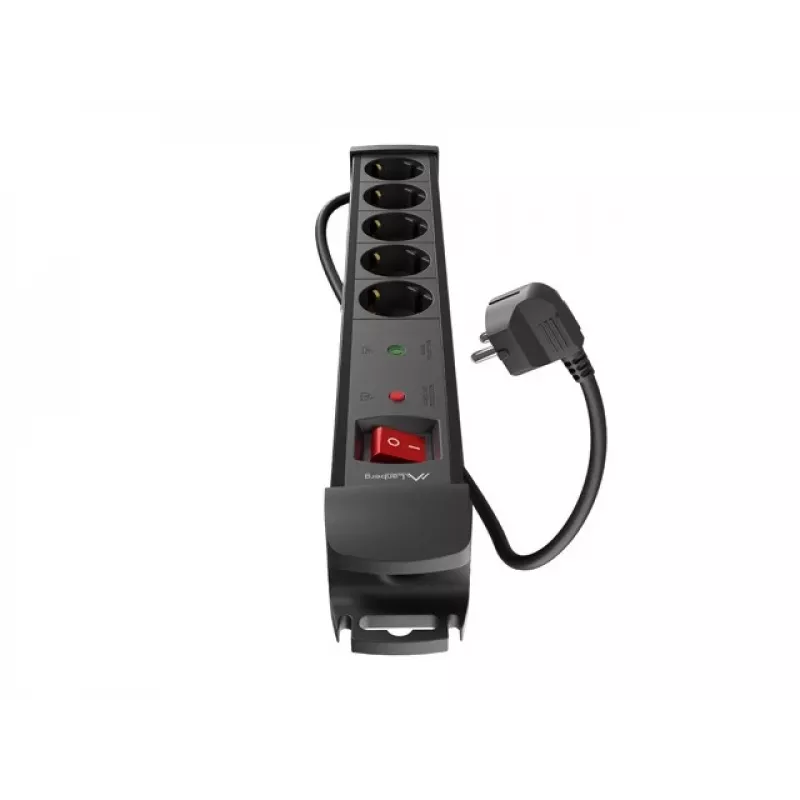 Pagarinātājs Lanberg SP1-05F-0500-BK 5m 5 kontaktligzdas Iekštelpām Melns