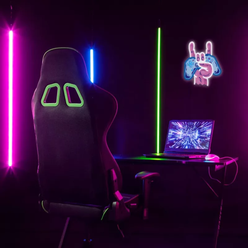 Neon Lights MANTA SNL109MT Rokas ar Spēļpulti neon zīme, dekoratīvs LED apgaismojums spēļu istabai