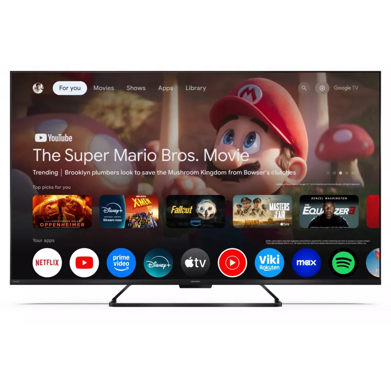 Sharp 55HR7265E 55 collu 4K Smart TV ar Google TV, melns, Enerģijas klase F