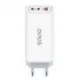 SAVIO LA-07 GaN 65W sienas lādētājs, USB, QC4.0+, PD 3.0, Balts