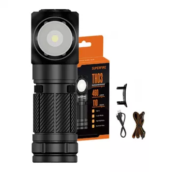 Kabatas lukturītis Superfire TH03 460 lm USB-C uzlādējams LED rokas lukturis