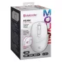 Bezvadu pele DEFENDER 52297 Silent Click — ambidekstrāla, 2.4 GHz nano USB, 1600 DPI, balta