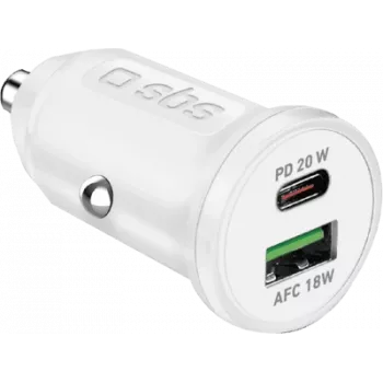 SBS Auto lādētājs 12/24V 1x Type C PD+ USB 2.1 A balts