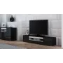 TV statīvs cama meble VIVA 180 — 1800×400×370 mm, melna skaidu plātne, melns rāmis, balti akcenti