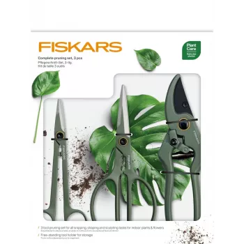 Fiskars dārza kopšanas komplekts 3 gab. 1075317 — rokas lāpstiņa, stādītājs un kultivators podu un dārza augiem