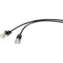 Renkforce RJ45 RF-4538188 tīkla kabelis, Patch kabelis CAT 8.1 F/FTP 1.00 m Melns ultra-plāns, apzeltīti kontaktdakšu kontakti (RF-4538188)