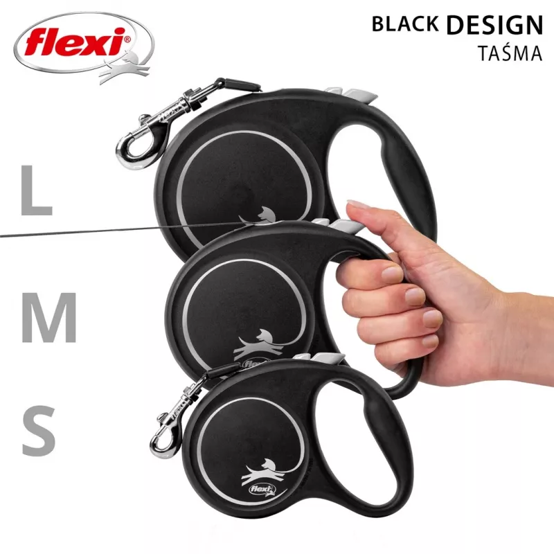 Flexi Black Design L 5 m suņa pavada ar automātisko tinumu