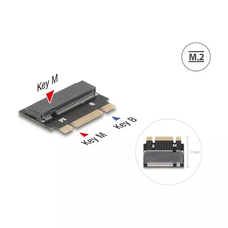 DeLOCK 64342 Iekšējais M.2 adapteris, M.2 vīrišķais savienotājs, melns
