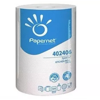 Papīra dvieļu ruļļi Papernet Special, 2-kārtu, 60m, celuloze, balts (402406-1)
