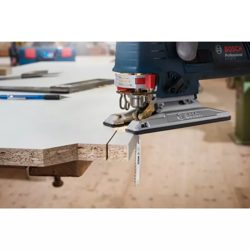 Finierzāģa asmeņi Bosch T 101 BRF Clean cietai koksnei — Bimetāls, 2.5 mm solis, 100 mm, 5 gab.