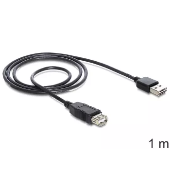 USB kabelis DeLOCK EASY-USB 2.0-A 1m Melns