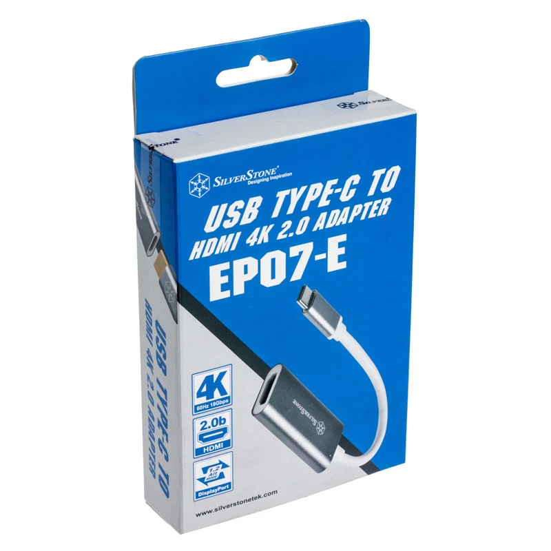 Adapter SILVERSTONE USB 3.1 Type-C uz HDMI 2.0b SST-EP07C-E, video izejas adapteris