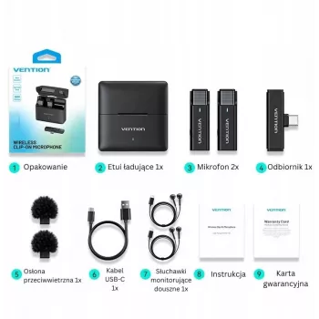 2 gab. Vention USB-C mikrofonu komplekts + uzlādes futrālis