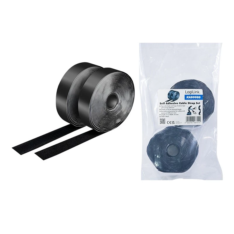 LogiLink KAB0080 Velcro kabeļu saite Melna 5000mm 25mm 2 gab.