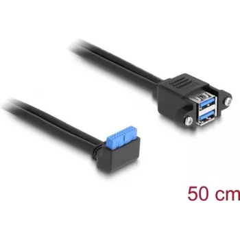 DeLOCK kabelis USB 5 Gbps pin header sievišķais 90° leņķa uz 2 x USB Type-A sievišķais 50 cm
