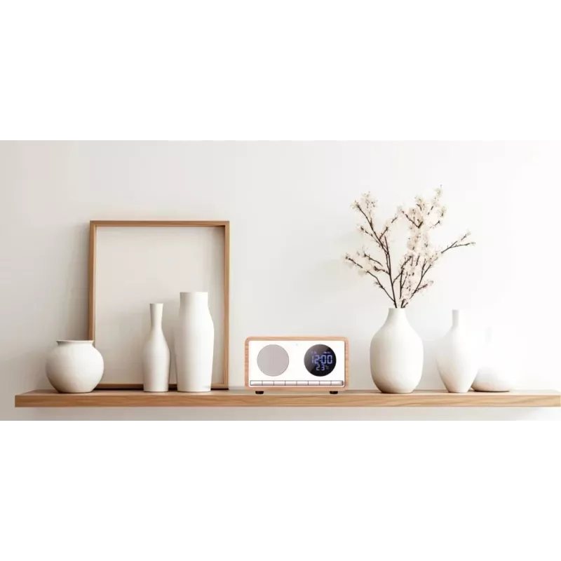 MANTA RDI912W Rimini modinātājpulkstenis ar Bluetooth un bezvadu uzlādi, balts