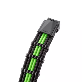 CableMod 12VHPWR uz 3× PCIe ModMesh kabelis 45 cm, melns/gaisma zaļš