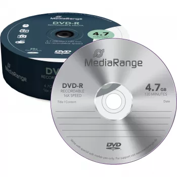 MediaRange MR403 25 gab. DVD-R 4,7 GB 120 min. 16x uzmava