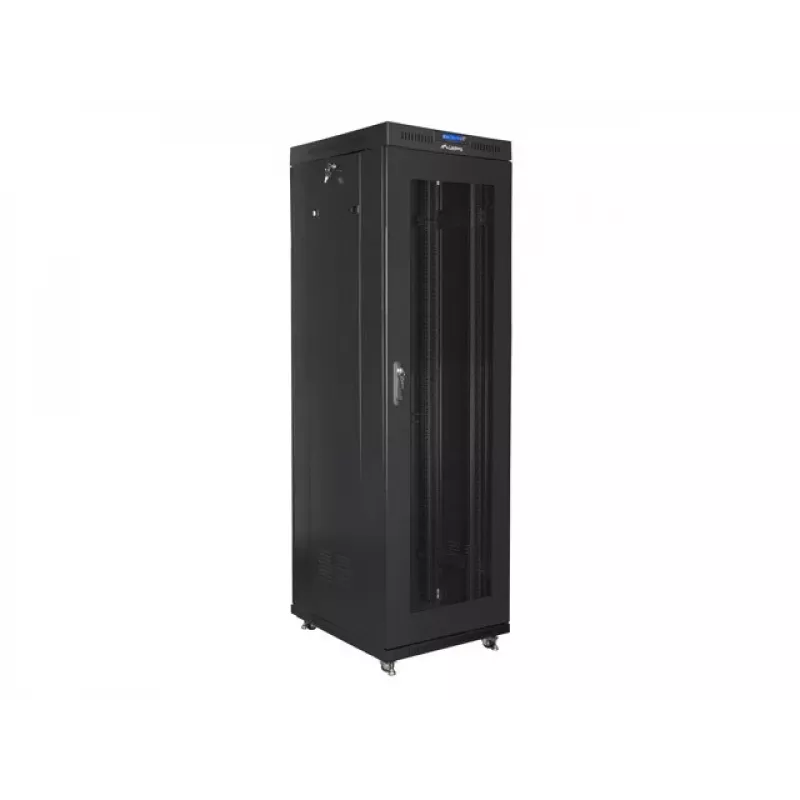 Rack skapis LANBERG FF01-6842-23BL 42U brīvi stāvošs, 2127.5×600×800 mm, IP20, atslēgas slēdzene, riteņi