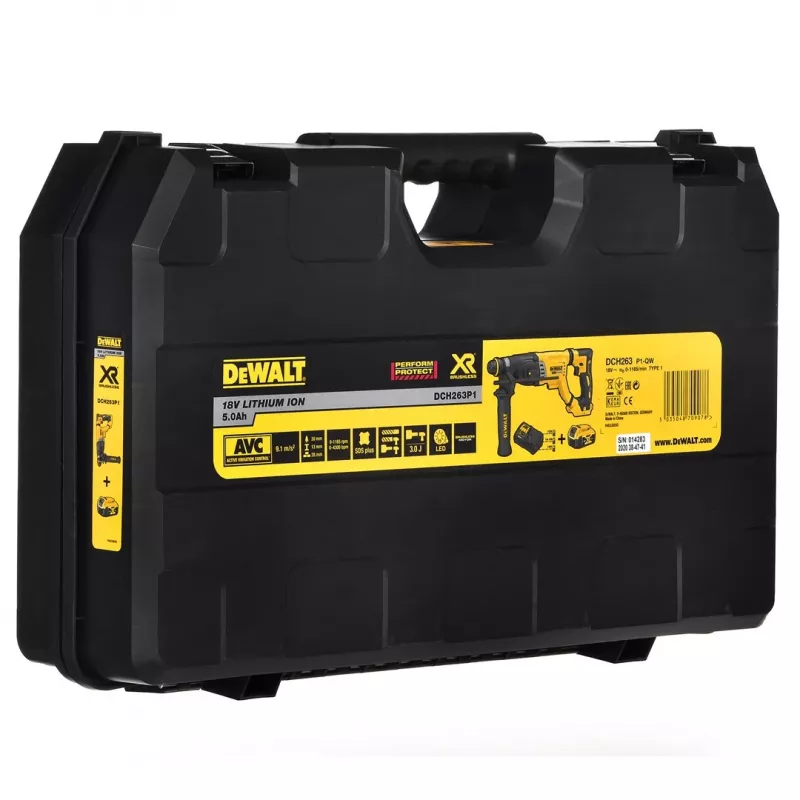 DEWALT 18V XR Bezsuku Rotācijas Āmurs 1x5.0Ah Akumulators; 3J; 28mm