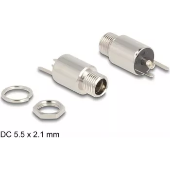 DeLOCK savienotājs DC 5.5 x 2.1 mm sievišķais paneļmontāžas lodēšanas versija 20 V 9 A