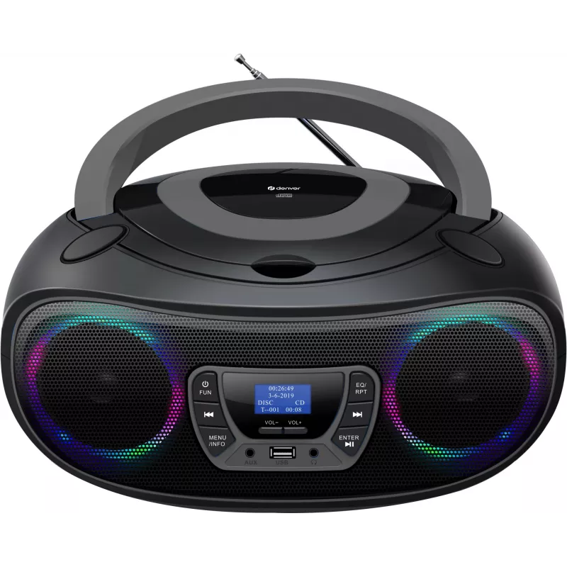 Denver TDB-212GR DAB+ mūzikas centrs ar CD atskaņotāju, DAB+/FM, Bluetooth, USB, AUX, pelēks