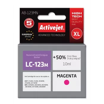 Activejet AB-123MN tinte (aizstāj Brother LC123M/121M; Supreme; 10 ml; magenta)