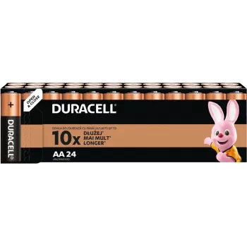 Duracell sārma AA (LR6) baterijas, 24 gab. iepakojums