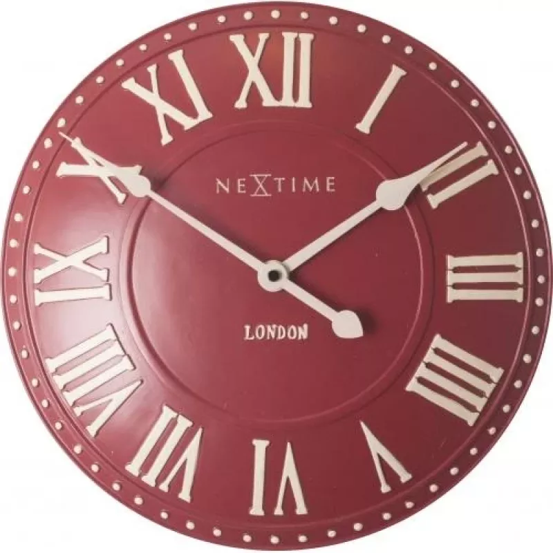 NeXtime klok 3083ro London Roman, Ø34.5 cm, sienas, sarkans/balts