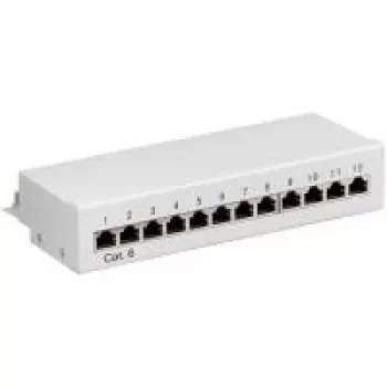 Wentronic Goobay CAT 6 Mini/galda sadales panelis, 12 porti, pelēks - STP ekranēts (69306)