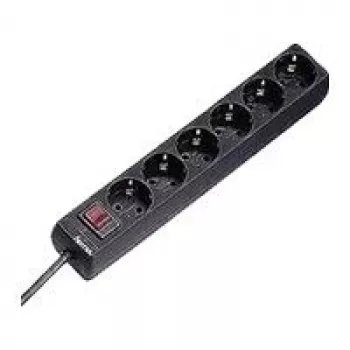 Hama 00030394 pārsprieguma aizsargs, melns, 6 kontaktligzdas, 230 V, 1.4 m
