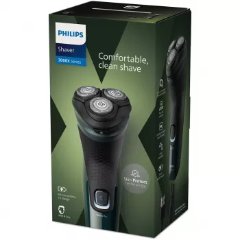 Elektriskais rotācijas skuveklis Philips 3000X Series X3002/00 – 3 galviņas, slapjai un sausai skūšanai, bezvadu, NiMH akumulators, 40 min darbības