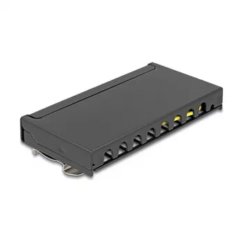 DELOCK Mini Desktop Patch panel 8-portu Cat.6A ekranēts melns galdam, sienai vai DIN sliedei