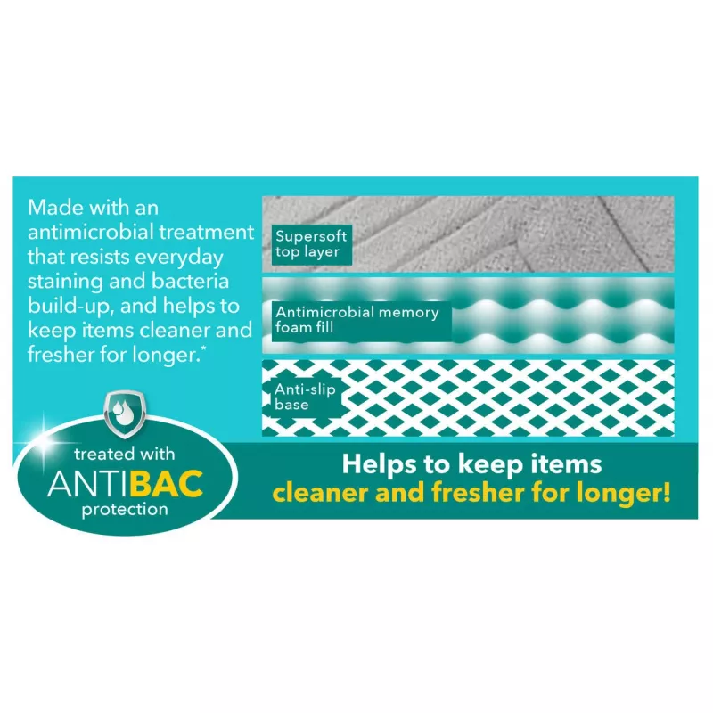Vannas paklājs Beldray LA032647LGRYUFFEU7 Antibac Chevron memory foam, antibakteriāls, pelēks