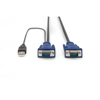 DIGITUS Octopus KVM kabelis - HD-15 (vīrietis) - USB A, PS/2 (vīrietis) - 5,0m - Melns (DS-19233)