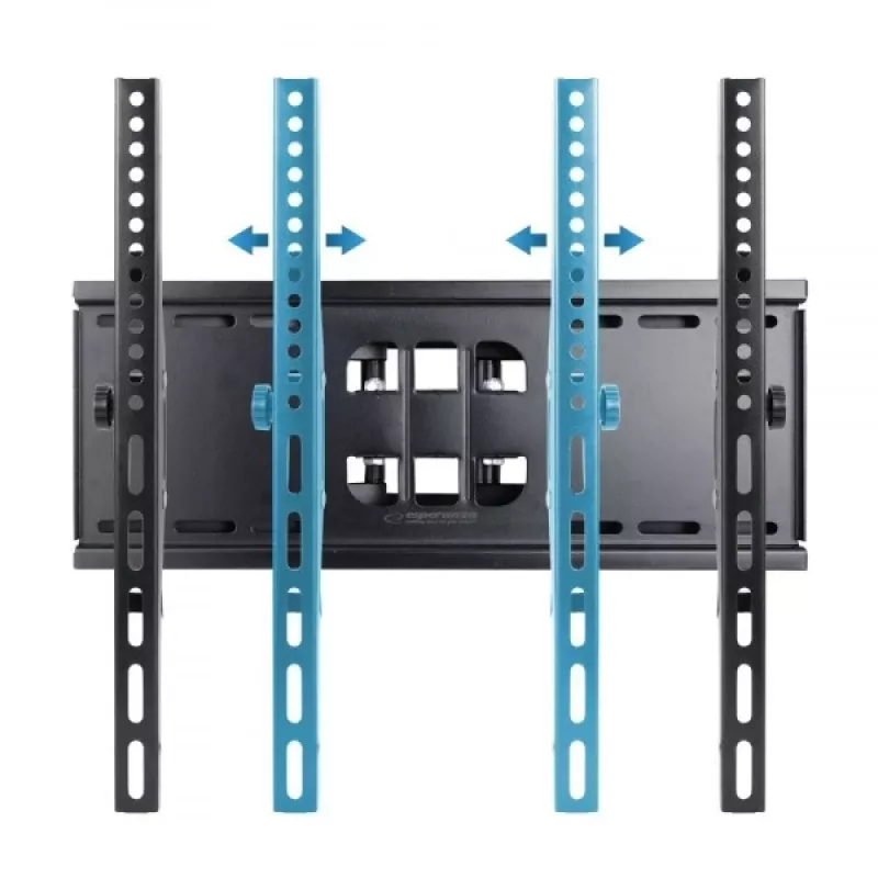 Sienas TV stiprinājums Esperanza TITAN 26–70 collām (66–177.8 cm), slīpums ±15°, pagrieziens 120°, VESA līdz 400×400, maks. slodze 55 kg, melns