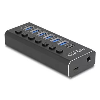 DeLOCK 64326 USB-C centrmezgls USB 3.2 Gen 2 (3.1 Gen 2) Type-C 10000 Mbit/s Melns